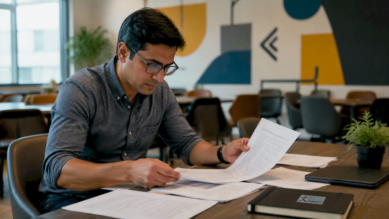 Man reviewing bilingual cognitive research papers
