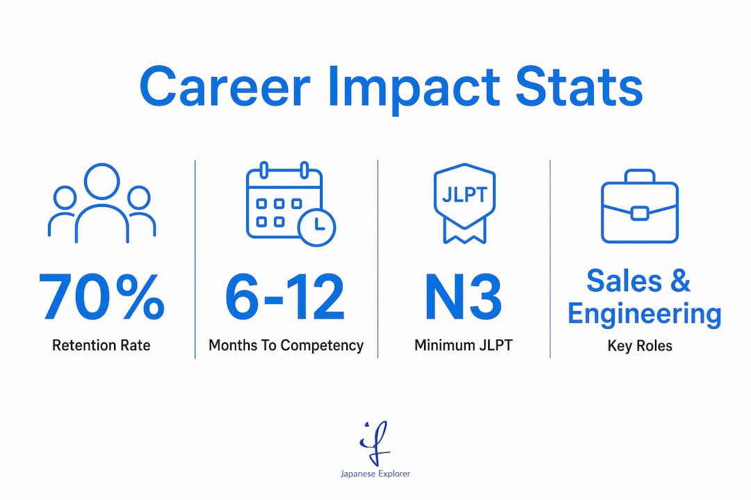 Infographic displaying Japanese proficiency career statistics