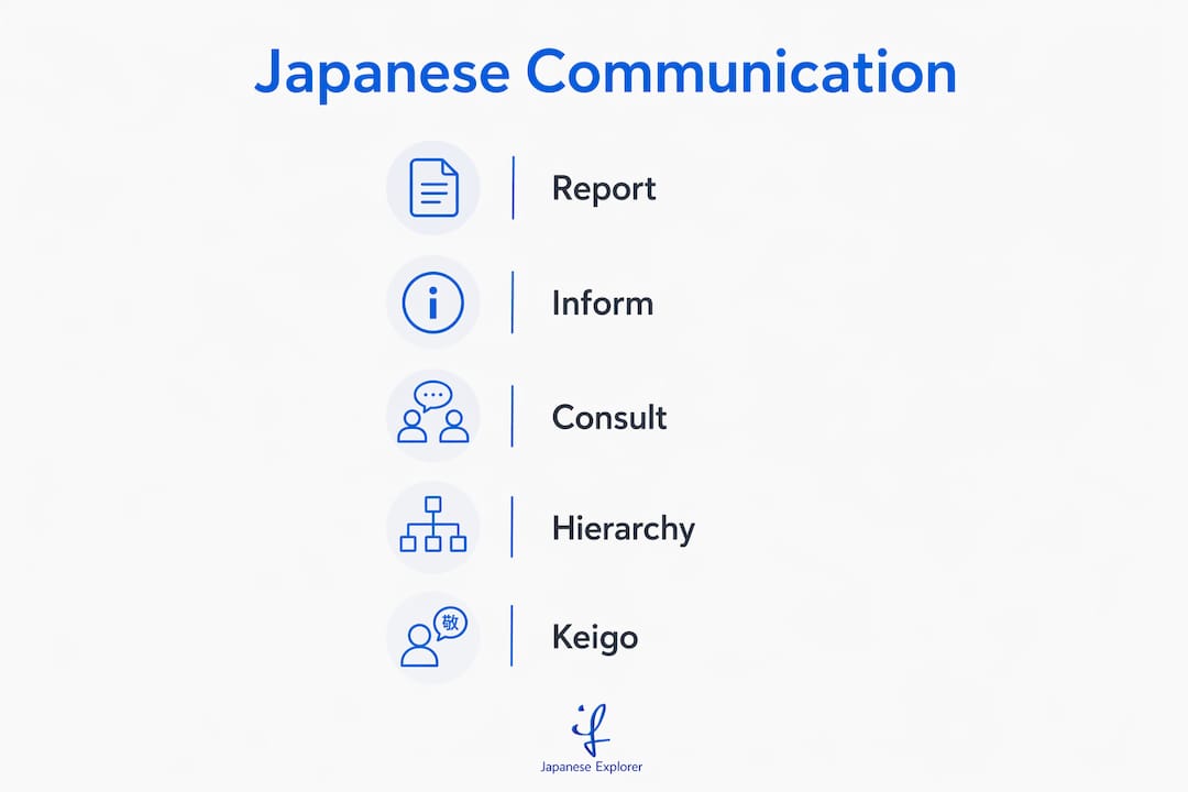 Infographic of Japanese business communication steps