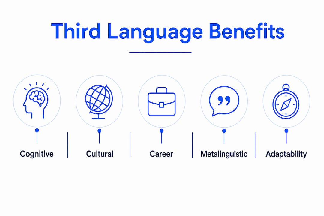 Infographic illustrating key benefits of learning a third language