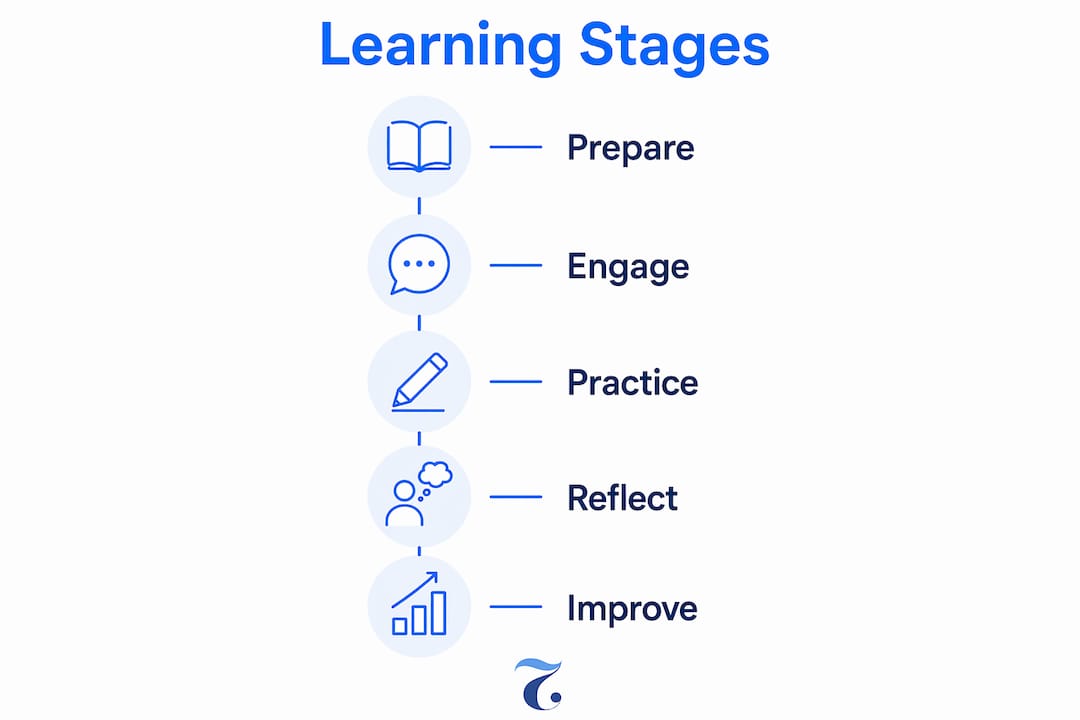 Step-by-step infographic of Thai learning stages