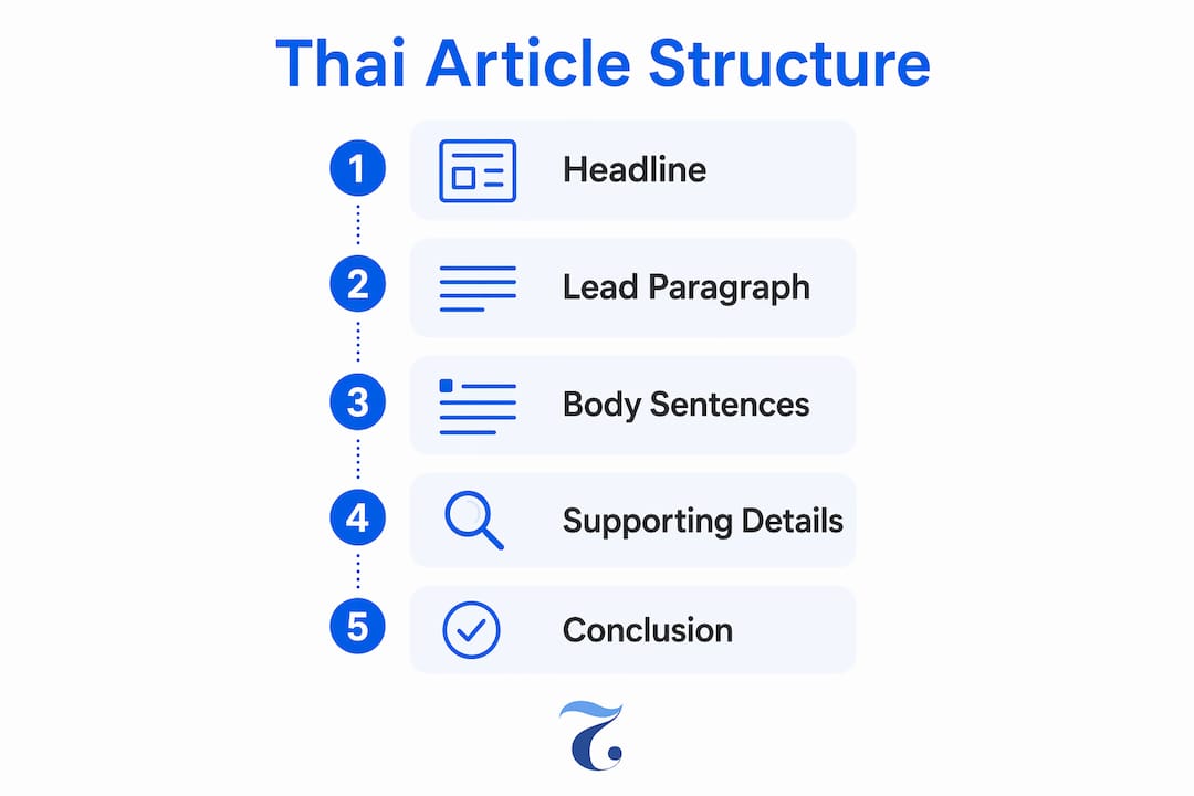 Infographic of Thai newspaper article structure steps