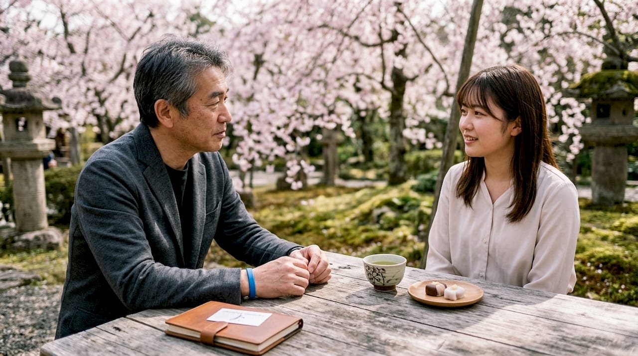Japanese cultural communication lesson in tea house