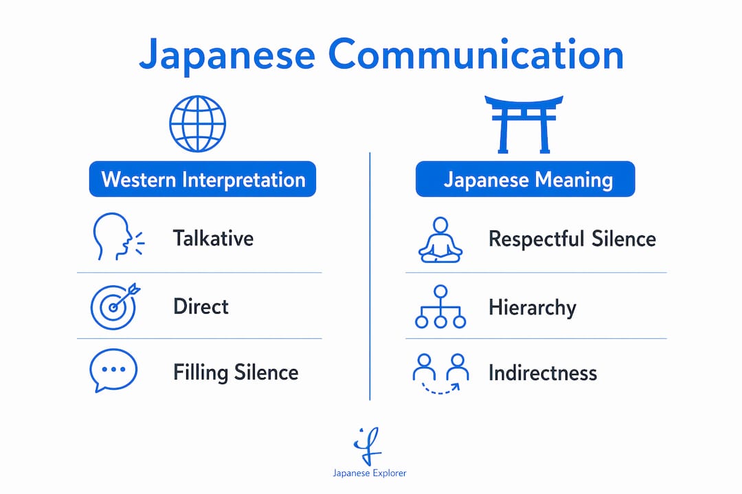 Infographic comparing Japanese and Western communication