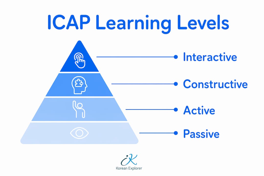 Infographic showing ICAP framework learning levels