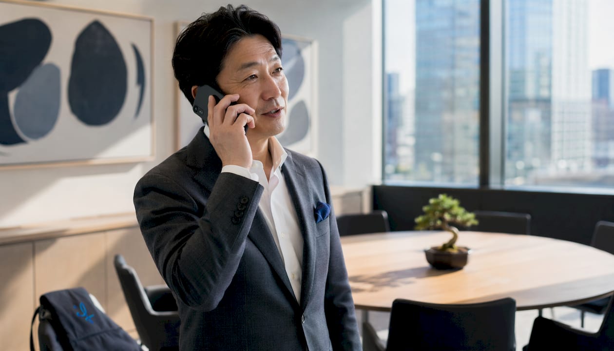 Businessman using formal Japanese keigo speech