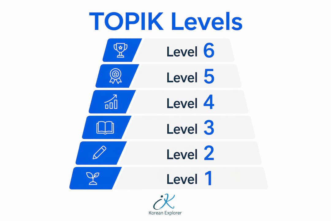 Infographic showing TOPIK levels hierarchy