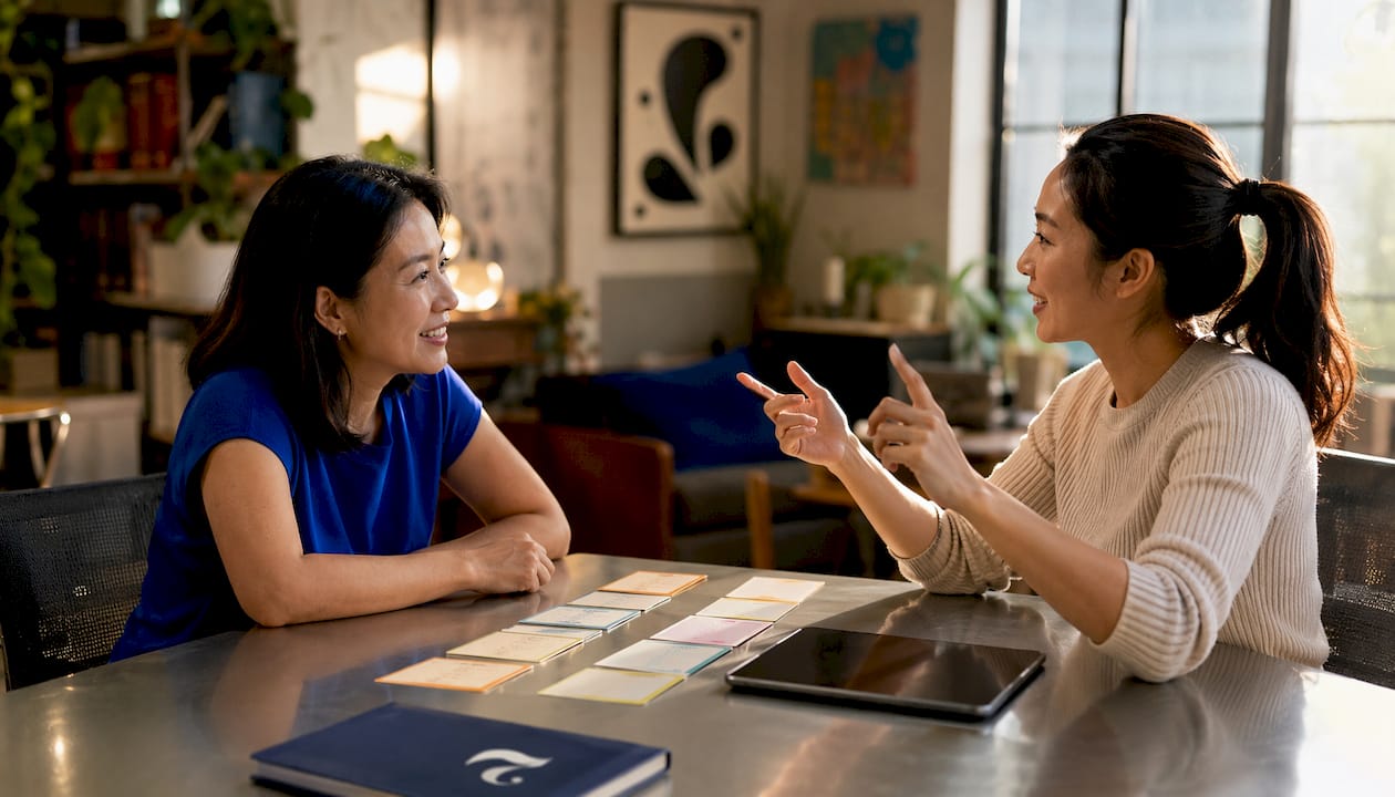 Learner and tutor practicing Thai conversation