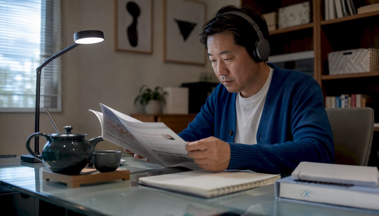 Man taking TOPIK listening and reading test