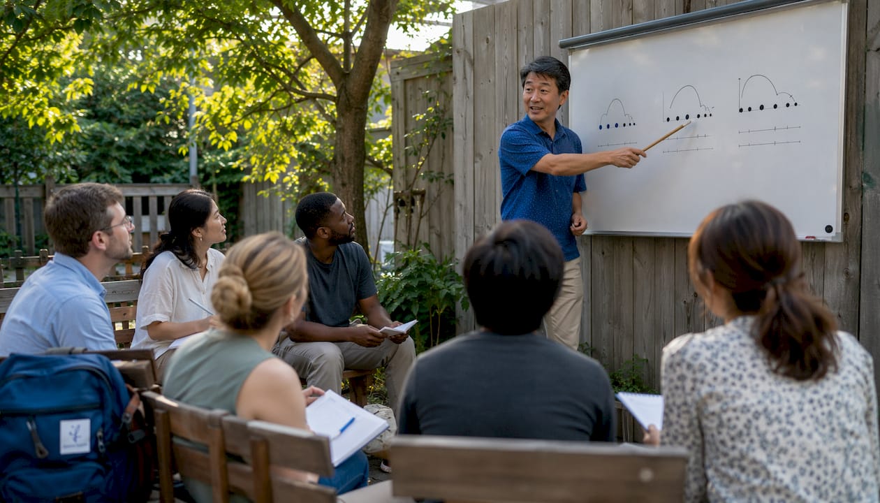 Japanese instructor teaching pitch accent patterns