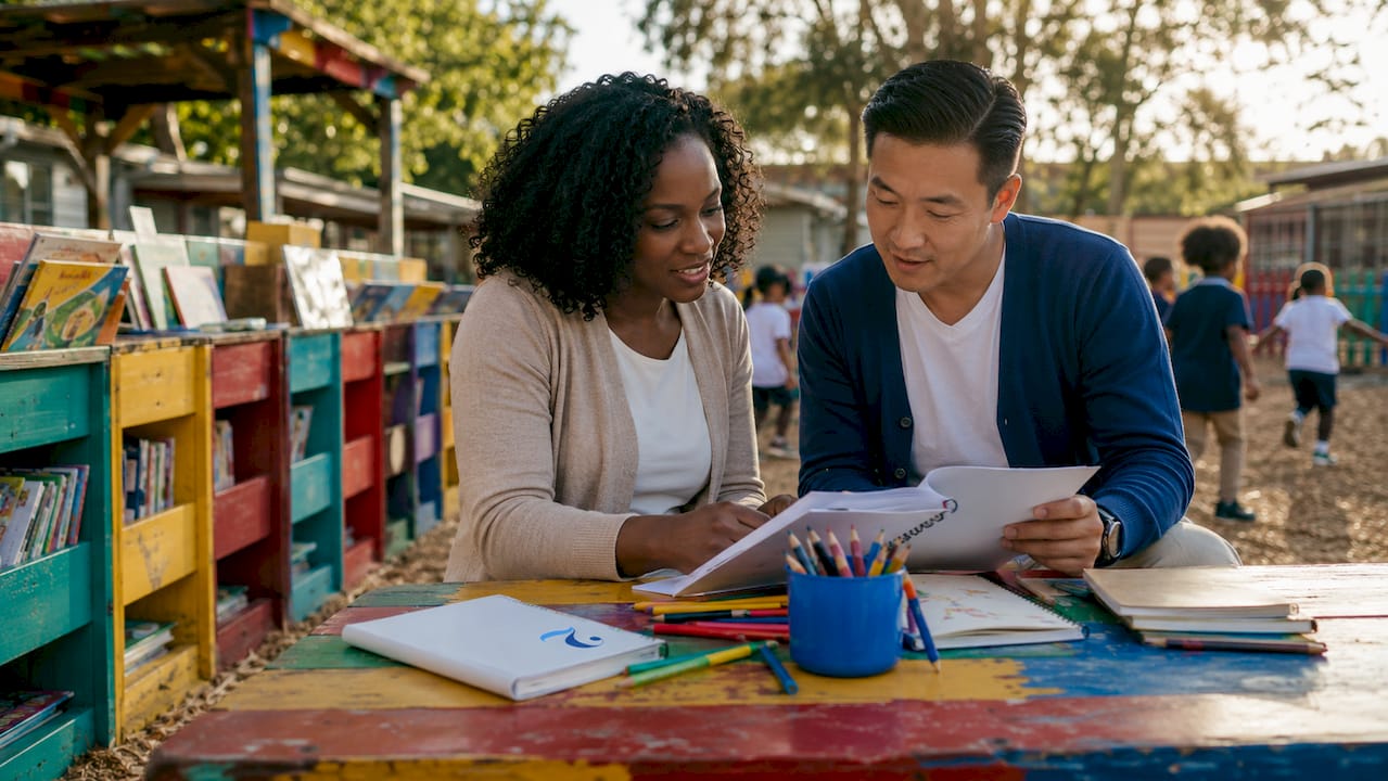 Educators planning bilingual education programs in library