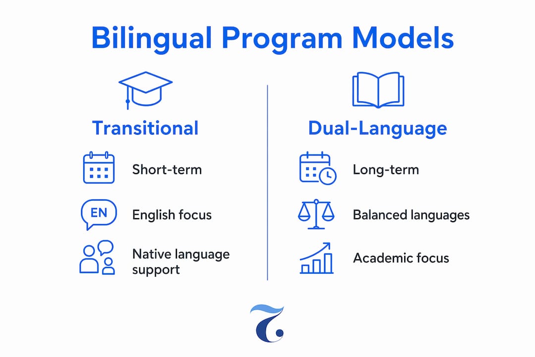 Infographic comparing bilingual education program types