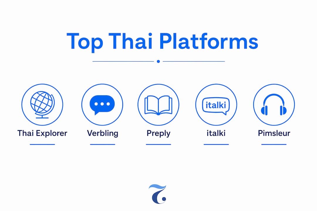 Infographic showing ranked Thai language platforms
