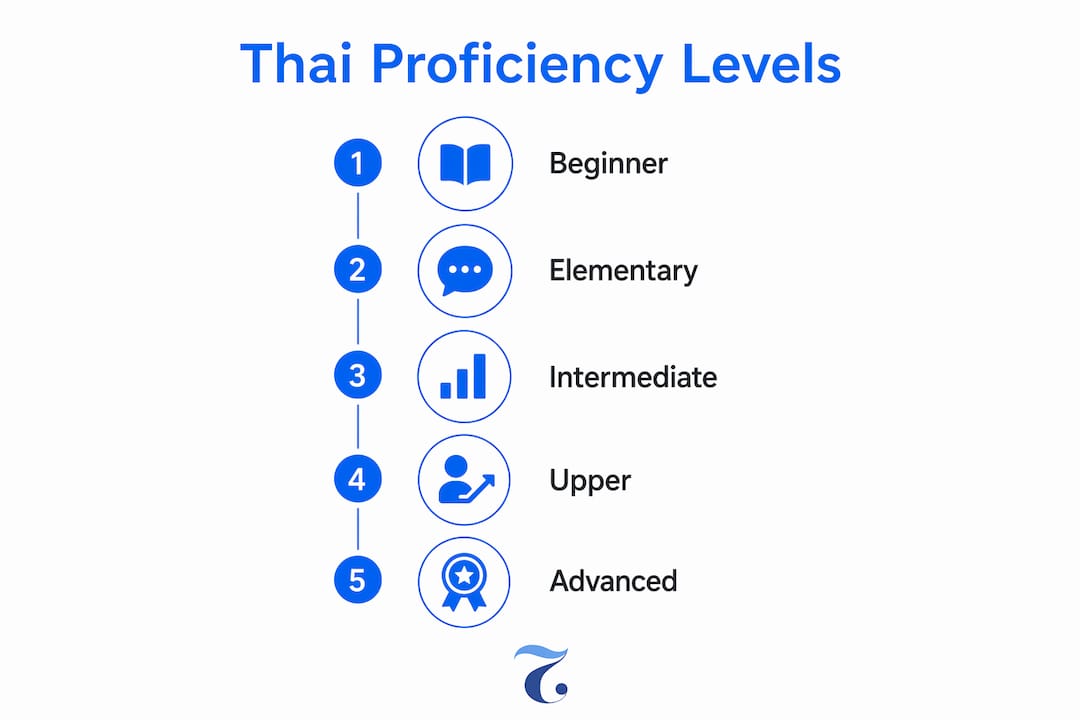 Infographic illustrating Thai language proficiency levels