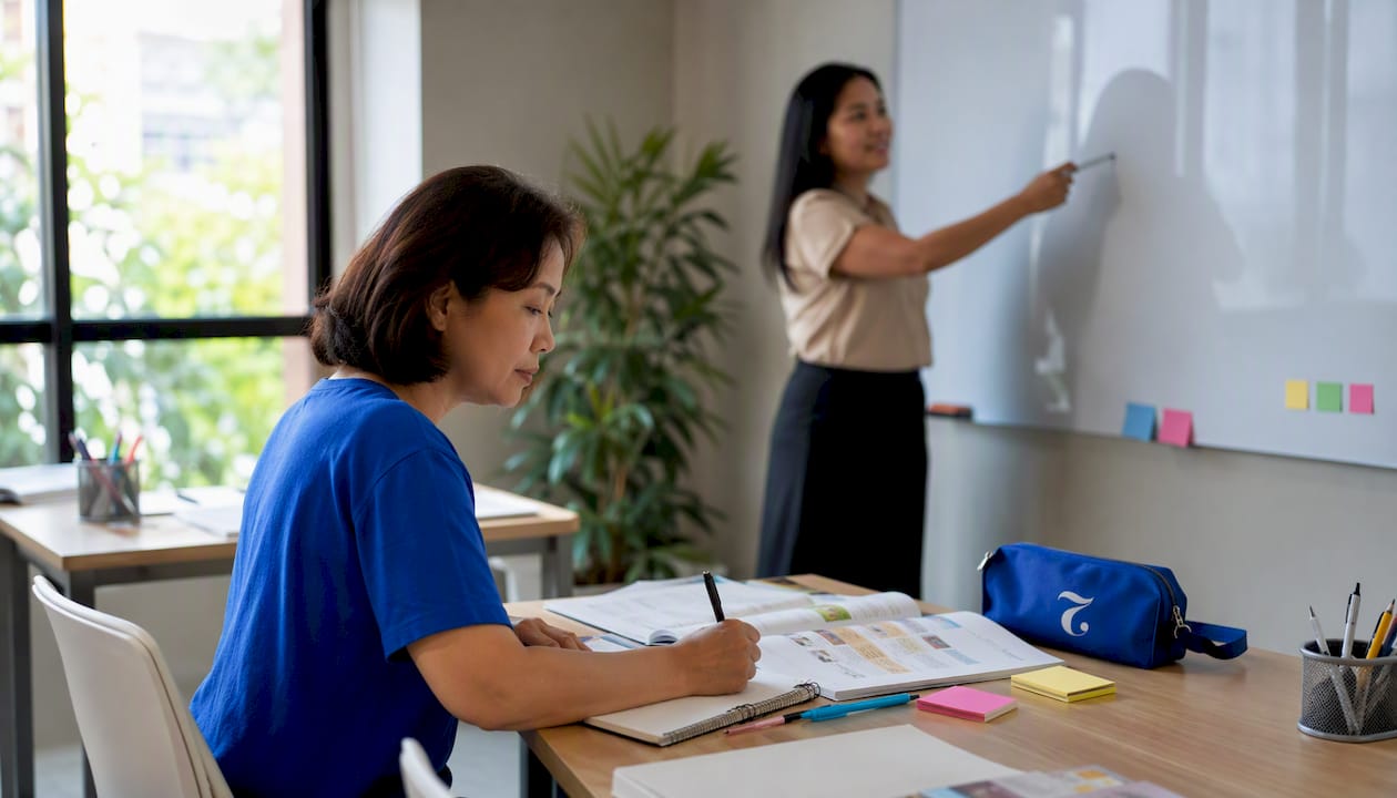 Student attending Thai structured class in Singapore
