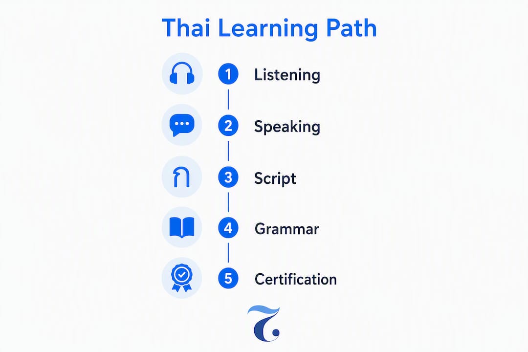 Infographic displaying Thai learning progression steps