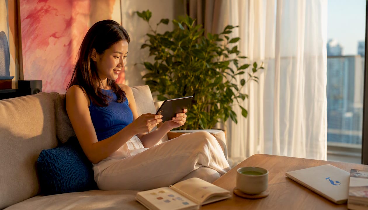 Adult learner attending online Thai class