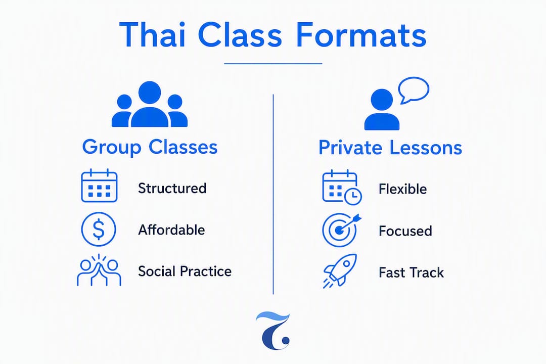 Infographic comparing Thai class formats