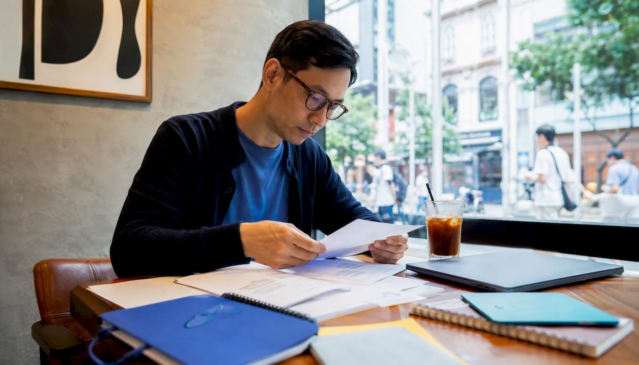 Korean language instructor preparing materials