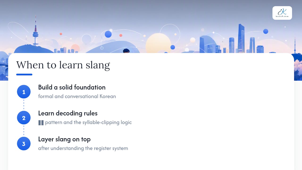 Why slang is worth learning, but not worth rushing — overview diagram