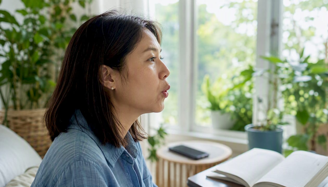 Close-up of mouth pronouncing Korean sounds