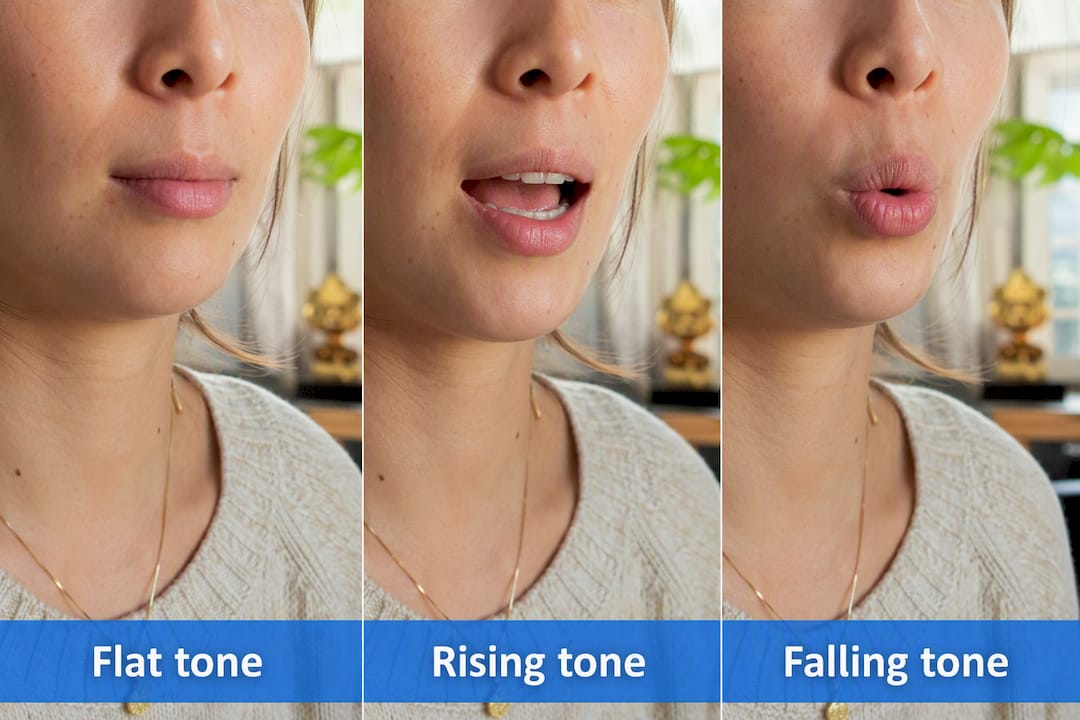 Close-up of mouth making Thai tones