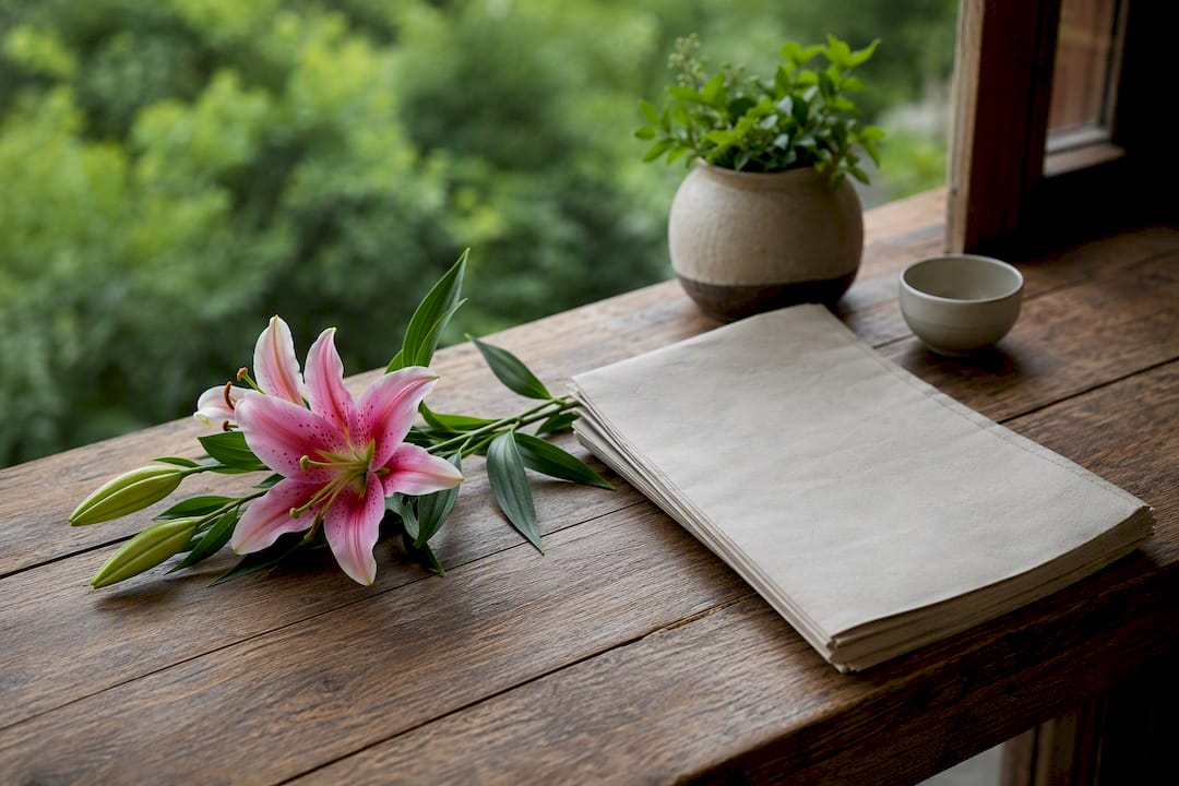 Flower and newspaper sheet illustrating measure words