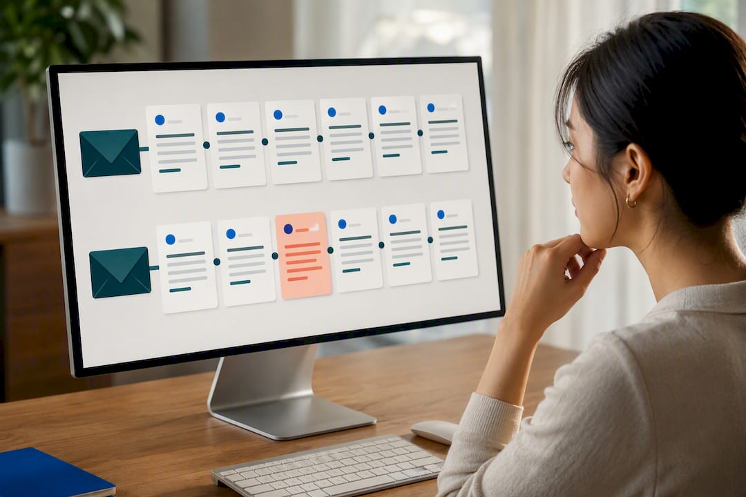 Illustration comparing consistent and mixed email registers