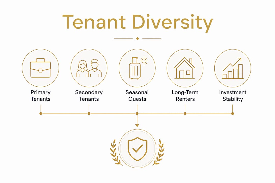 Infographic illustrating tenant diversity and rental demand