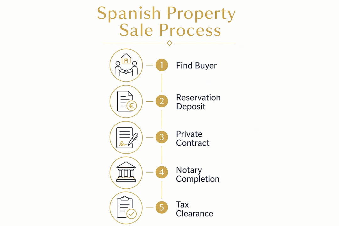 Infographic showing steps in selling Spanish property