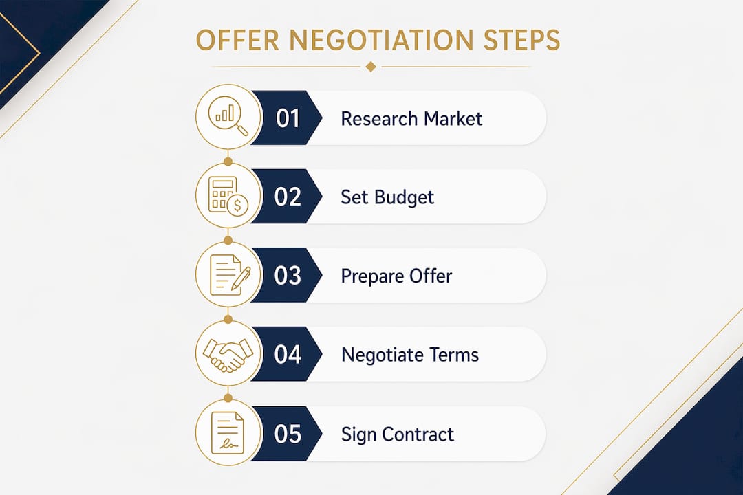 Infographic showing steps to negotiate property offers