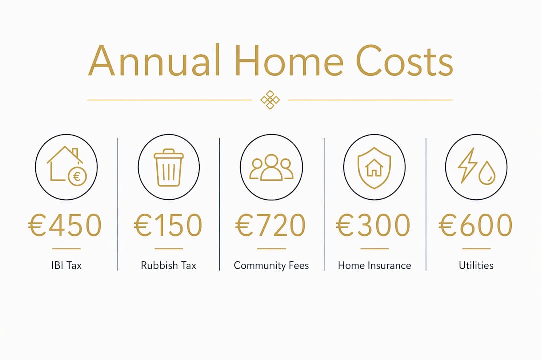 Infographic showing main annual home ownership costs in Spain