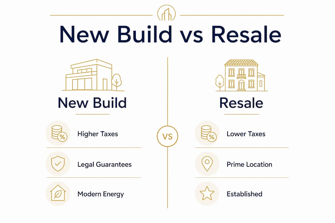 Infographic comparing new build and resale properties