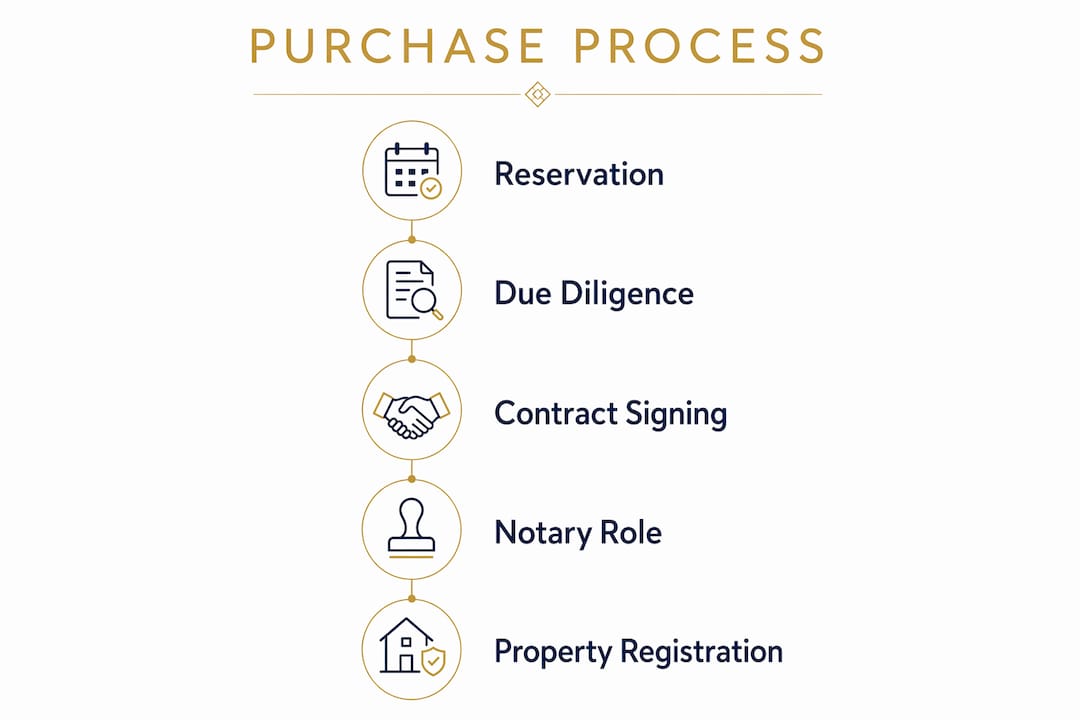 Infographic outlining luxury villa purchase process steps
