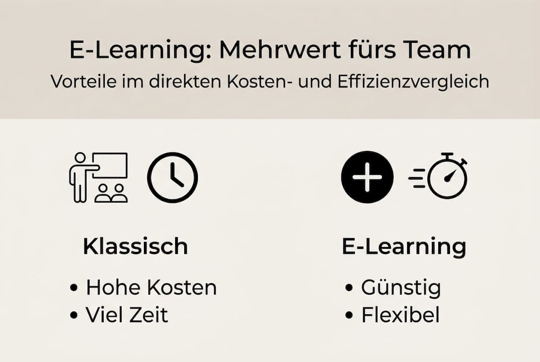 Infografik: ROI-Vergleich zwischen digitalem Lernen und traditionellen Schulungen