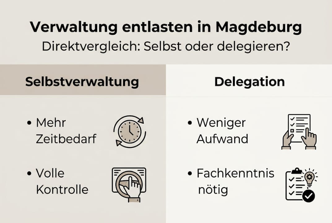 Grafik zum Vergleich: Selbstverwaltung versus Delegation