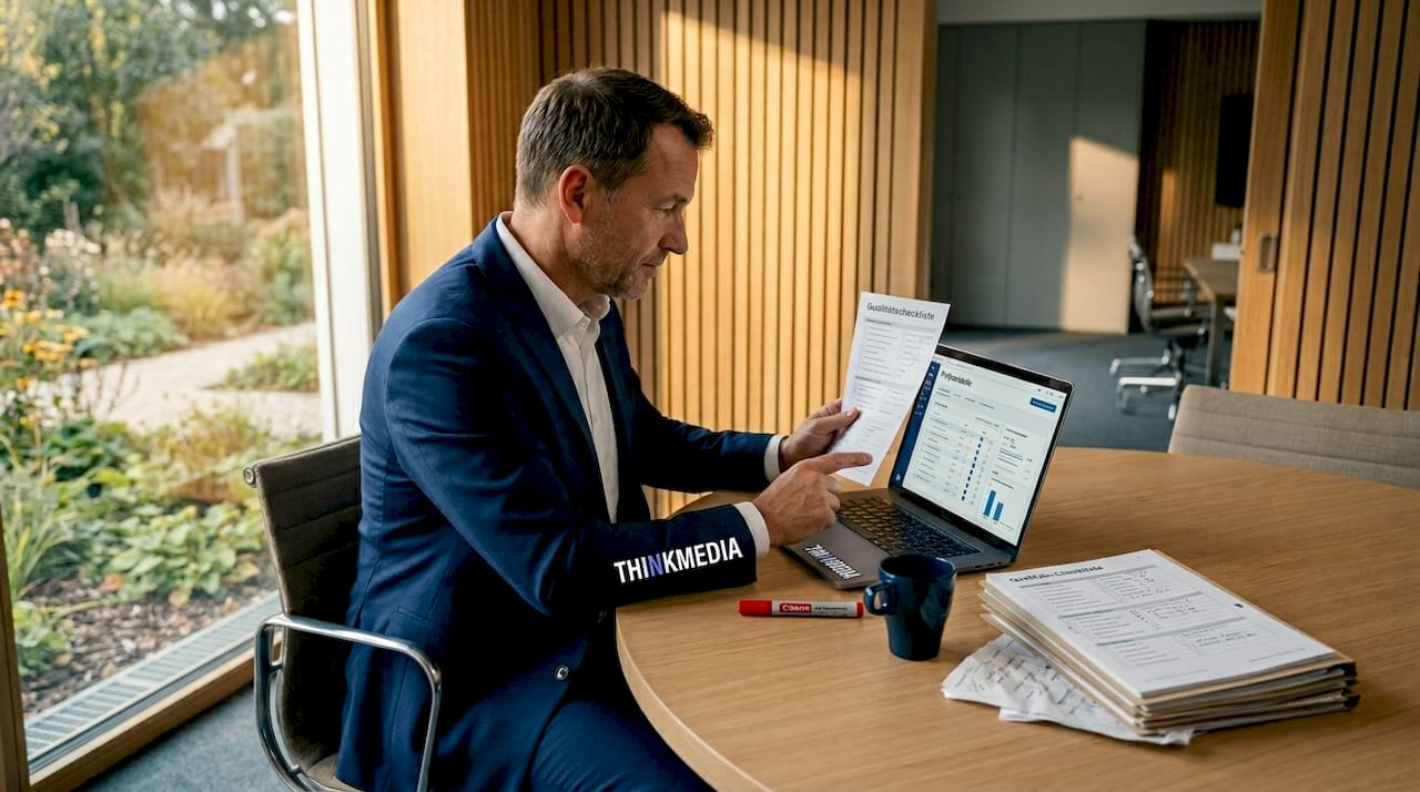 Ein Mitarbeiter prüft im Büro die Protokolle der Kursaktivitäten und vergleicht sie miteinander.