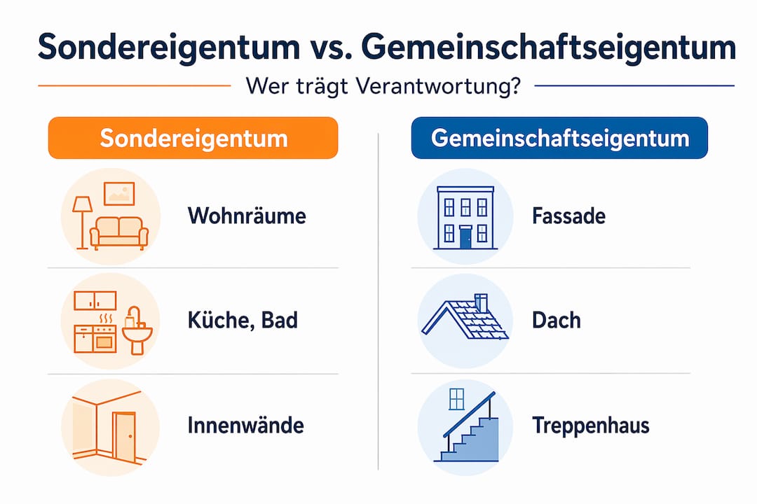 Infografik: Was unterscheidet Sondereigentum von Gemeinschaftseigentum?