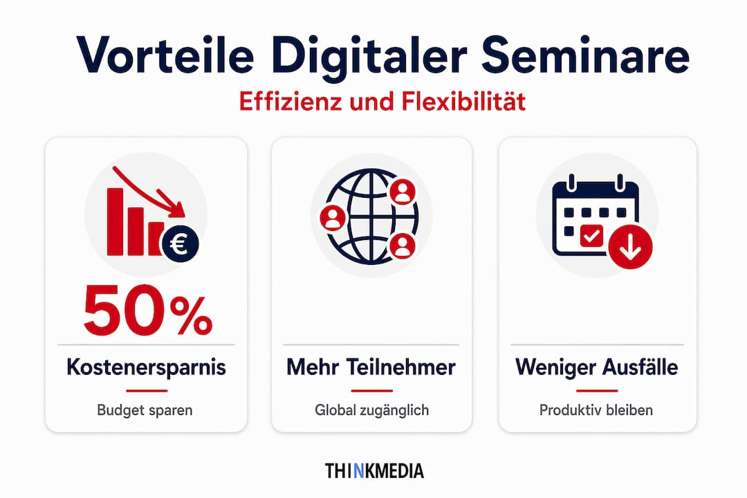 Infografik: Die wichtigsten Vorteile digitaler Seminare für Unternehmen