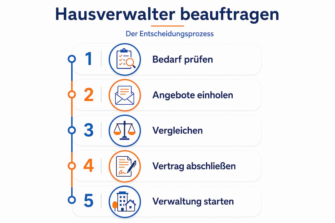 Infografik: In fünf Schritten zum passenden Hausverwalter