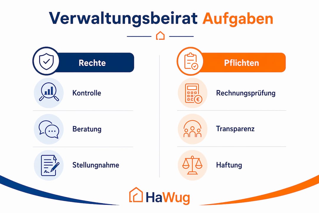 Übersicht: Die wichtigsten Aufgaben und Verantwortlichkeiten des Verwaltungsbeirats auf einen Blick