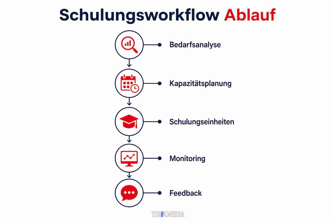 Grafische Übersicht mit einer Schritt-für-Schritt-Darstellung des Schulungsprozesses