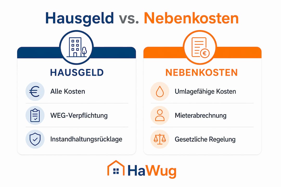 Infografik: Hausgeld und Nebenkosten im direkten Vergleich
