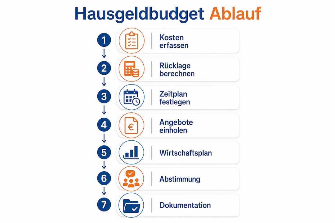 Infografik: So planen Sie das Hausgeld-Budget Schritt für Schritt