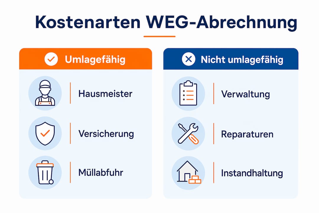 Die Infografik gibt einen Überblick darüber, welche Kosten auf die Mieter umgelegt werden dürfen und welche nicht.