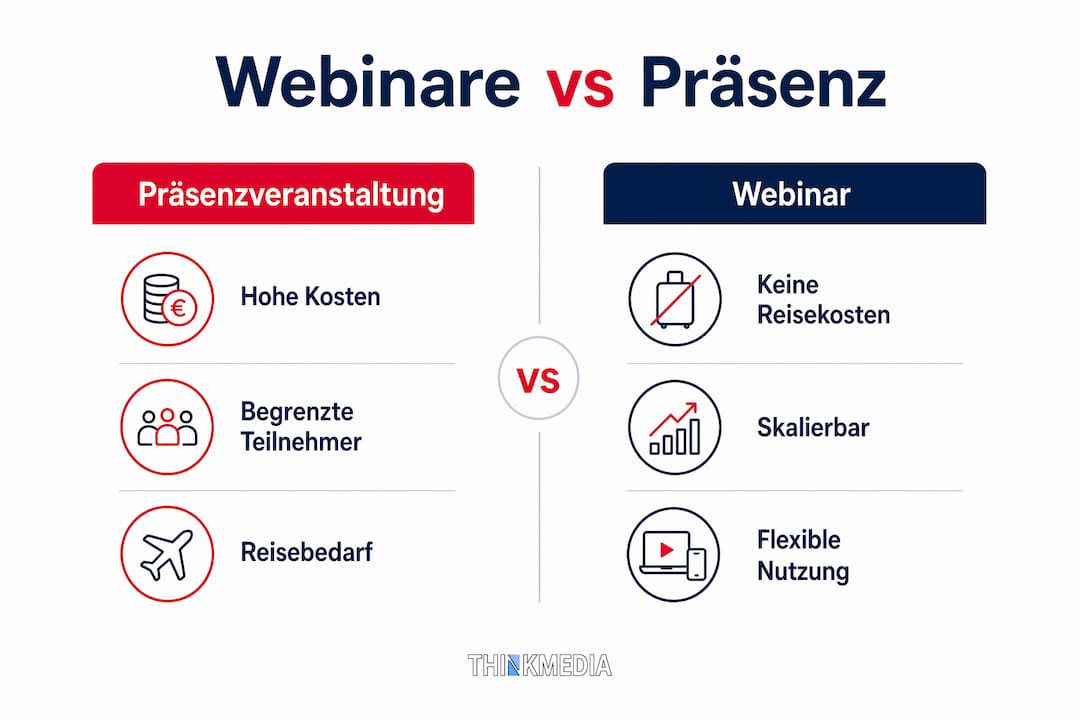 Infografik: Webinare vs. Präsenzschulungen im direkten Vergleich