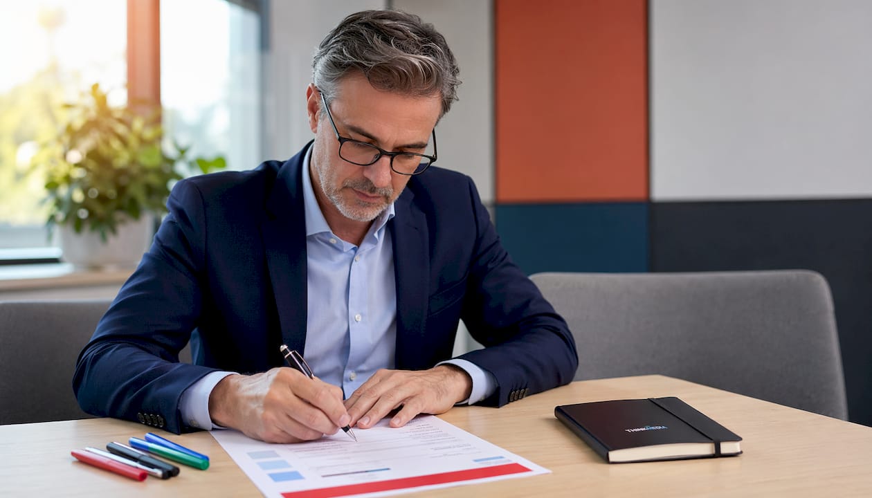 Jemand macht sich handschriftlich Notizen zur Analyse des Schulungsbedarfs.