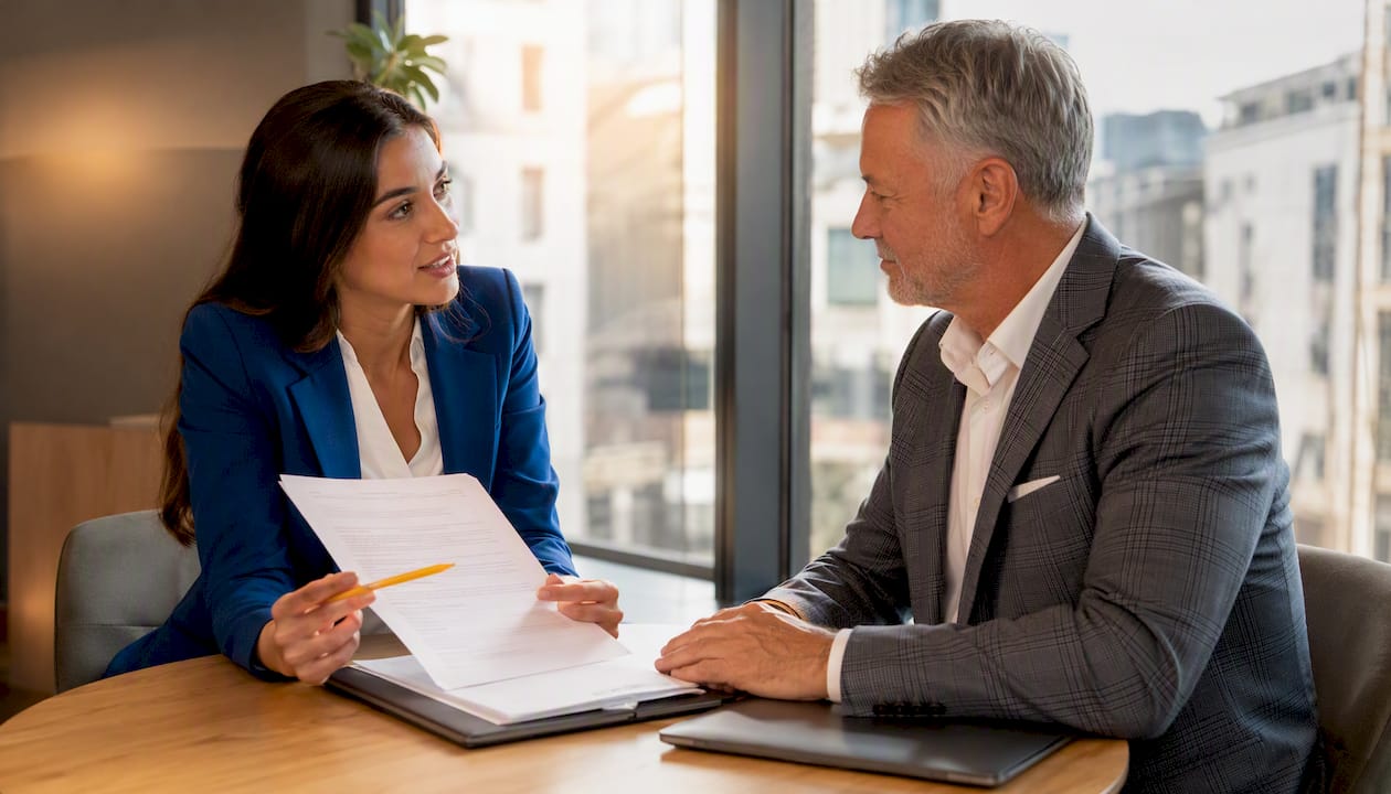 Mieter und Vermieter besprechen gemeinsam die Details des Mietvertrags.