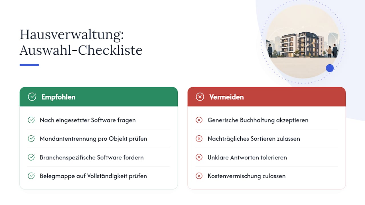 Wie organisiert eine professionelle Hausverwaltung die Gebäudebuchhaltung? — overview diagram