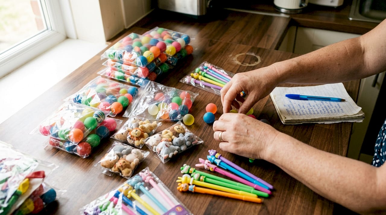 Hands sorting bulk prize toy packs